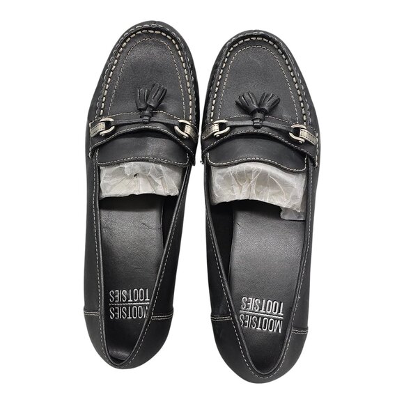 Mootsies Tootsies Shoes - Womens Mootsies Tootsies Black Leather Loafers Flats Size 10W Comfort Slip On